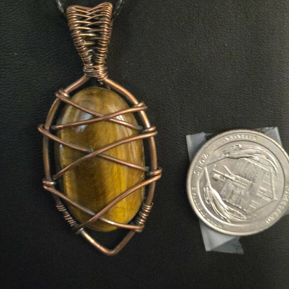 Yellow TE Copper Wrapped Pendent - Picture 4 of 4